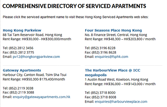 Serviced Apartment Listing